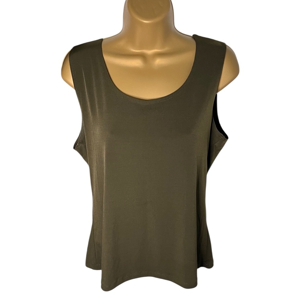 Vintage Y2K CKW Crew Knit Wear Scoop Neck Tank Top Stretch Dark Olive XL